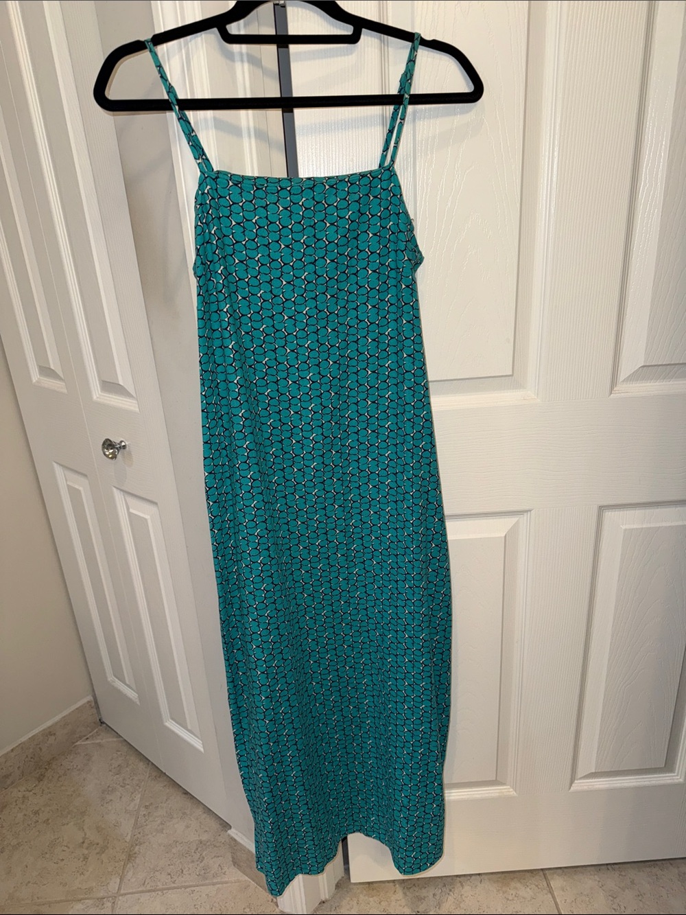 Teal Printed Spaghetti-Strap Maxi Dress
